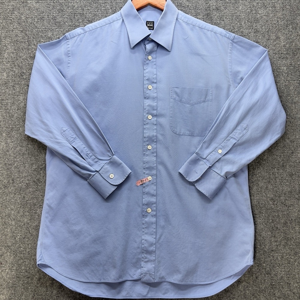 Ike Behar New York Blue Dress Shirt Mens Long‎ Sleeve Button
